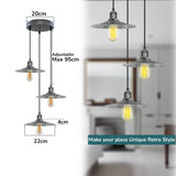 LEDSONE 3 Head Round Base Vintage Pendant Light, Brushed Brass Metal Shades – Kitchen Island & Dining Room