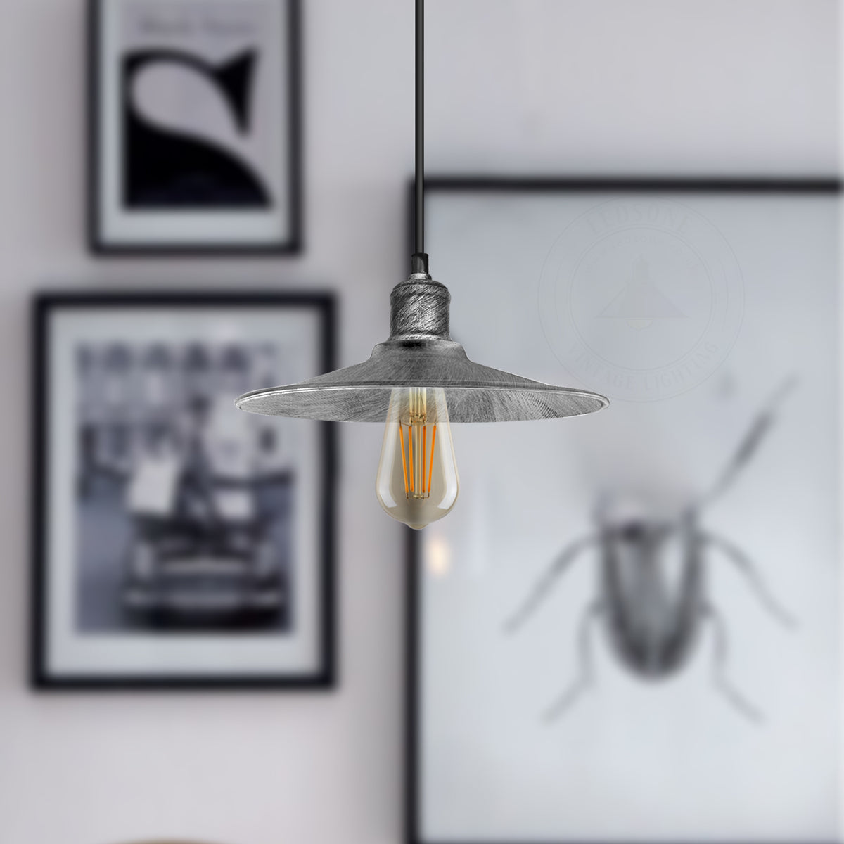 Single Head Vintage Pendant Light with Brushed Brass Metal Shade – Hanging Lamp for Kitchen & Dining