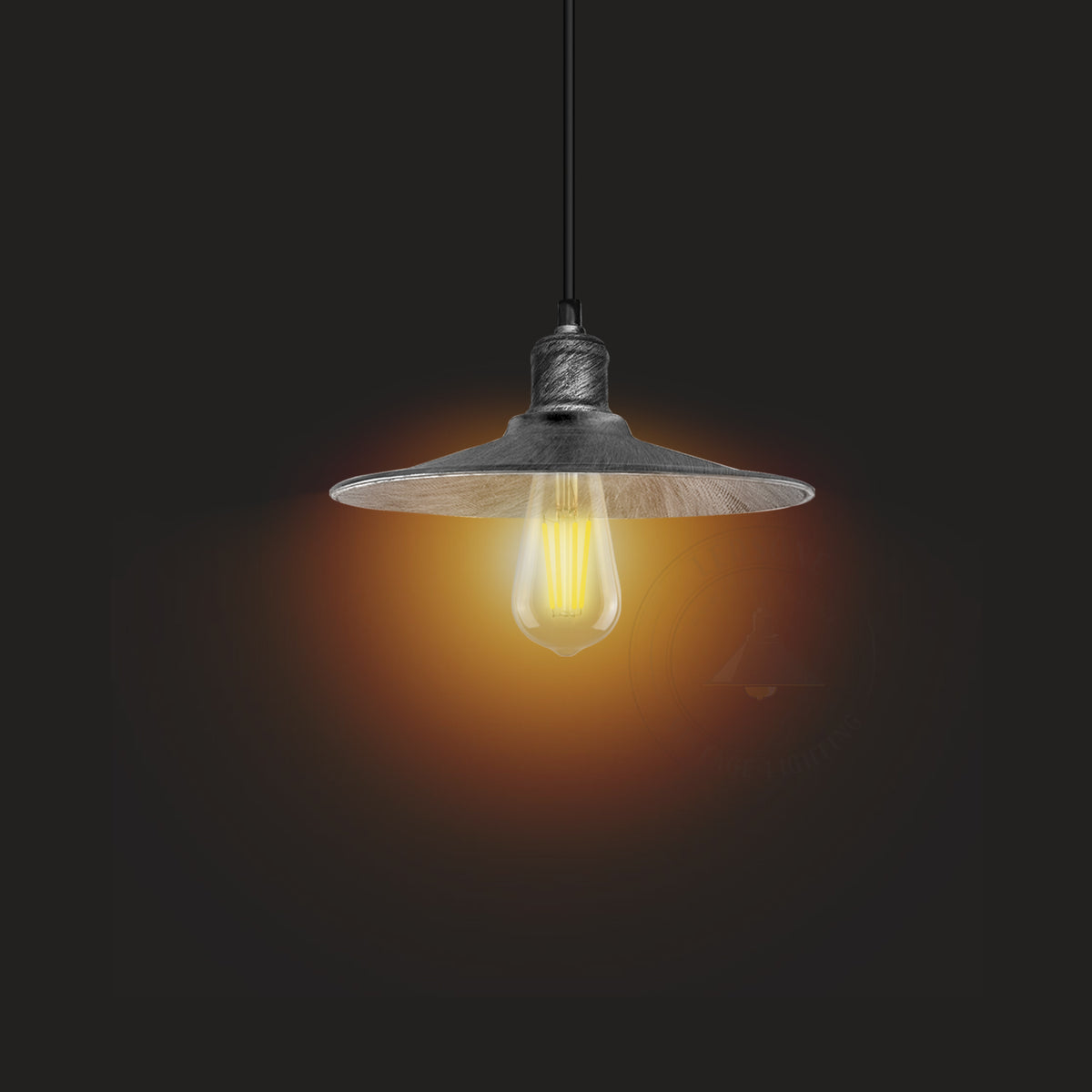 Single Head Vintage Pendant Light with Brushed Brass Metal Shade – Hanging Lamp for Kitchen & Dining