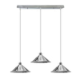 LEDSONE 3-Head Industrial Vintage Pendant Light with 22cm Metal Cone Shades – Rectangular Base