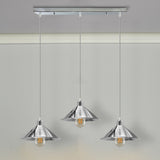 LEDSONE 3-Head Industrial Vintage Pendant Light with 22cm Metal Cone Shades – Rectangular Base