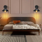 LEDSONE Modern Black Plug-In Wall Light with Cone Metal Shade, 2m Dimmable UK Plug Cable – Indoor Sconce