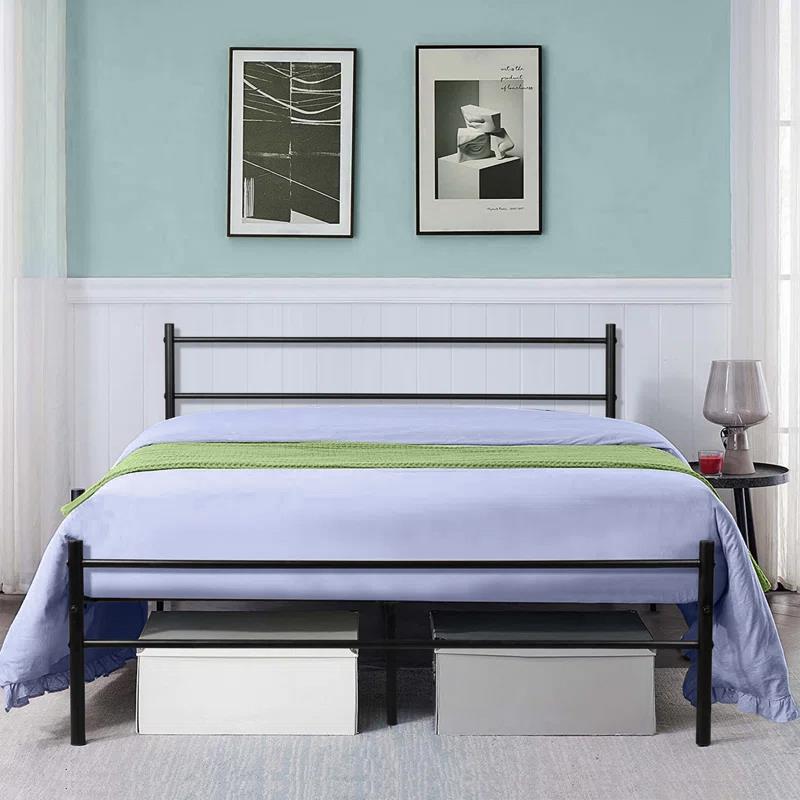 Black double metal bed frame