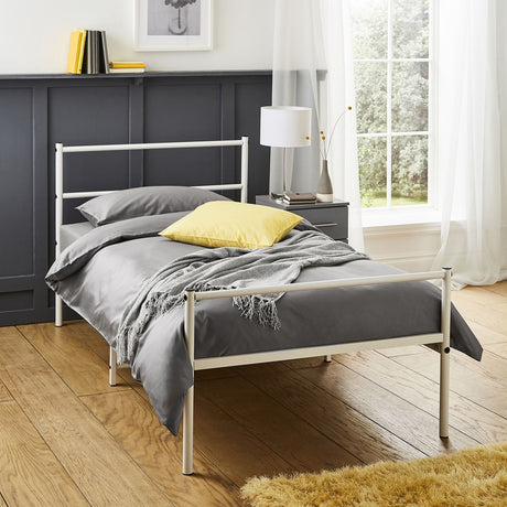 White single metal bed frame