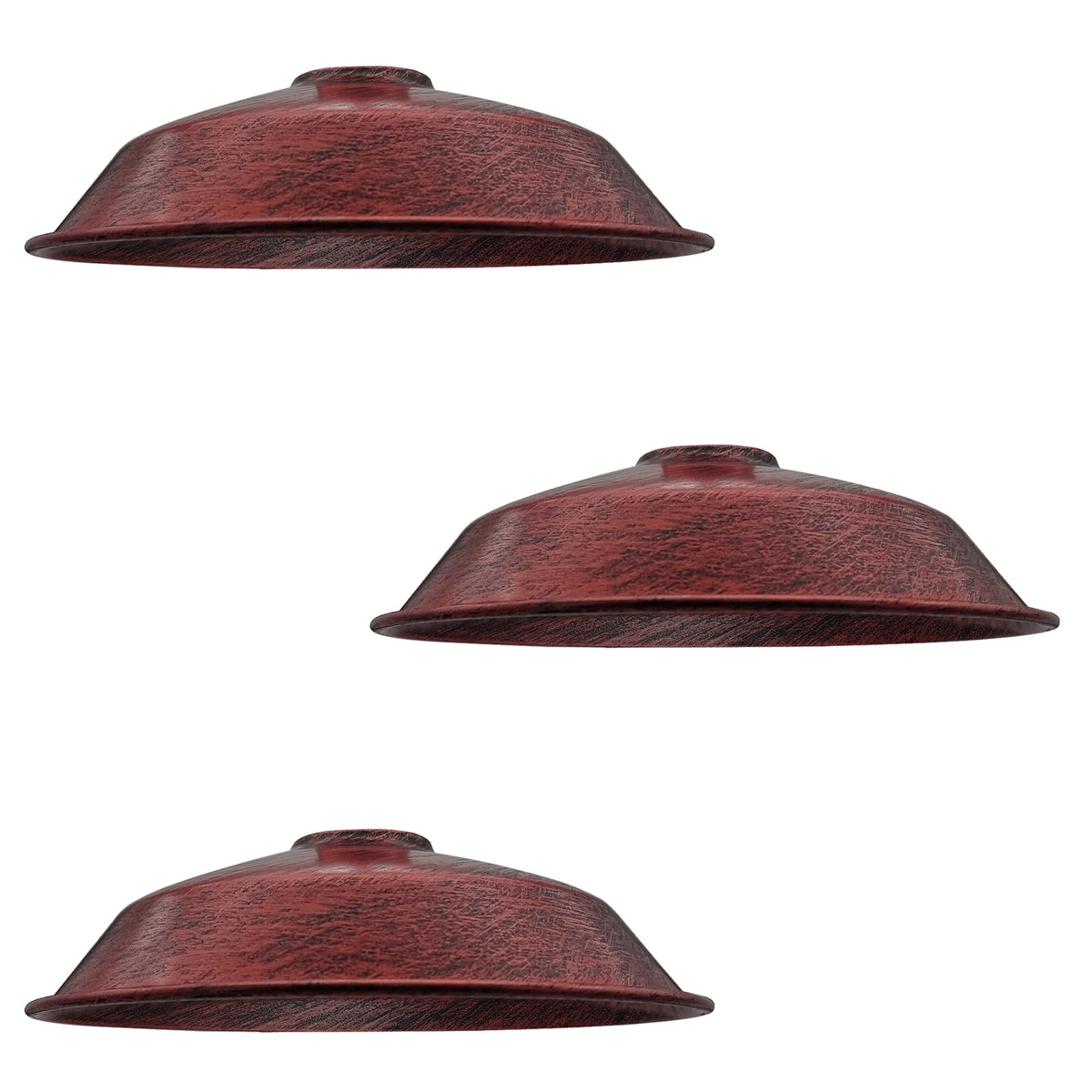 LEDSONE 3 Pack Retro Vintage Metal Lampshades, 36cm with Reducer Plate, E27/B22 Easy Fit – Rustic Red
