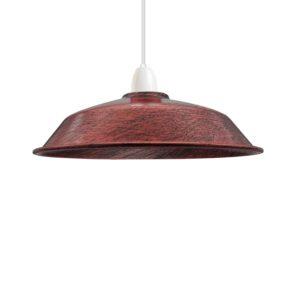 LEDSONE 3 Pack Retro Vintage Metal Lampshades, 36cm with Reducer Plate, E27/B22 Easy Fit – Rustic Red