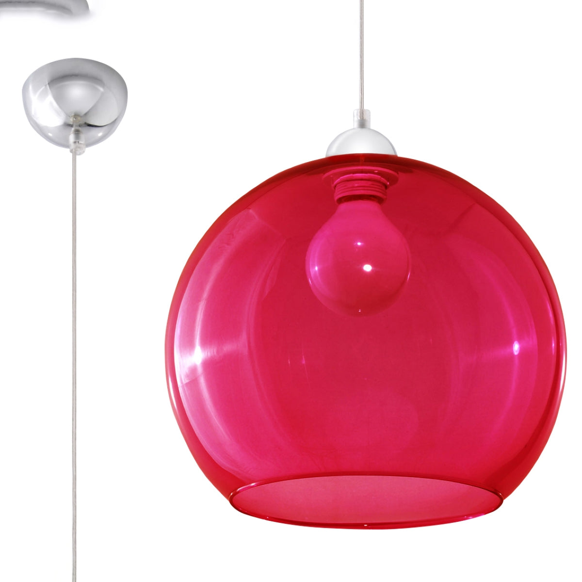 Ball Glass & Steel Pendant Light, E27
