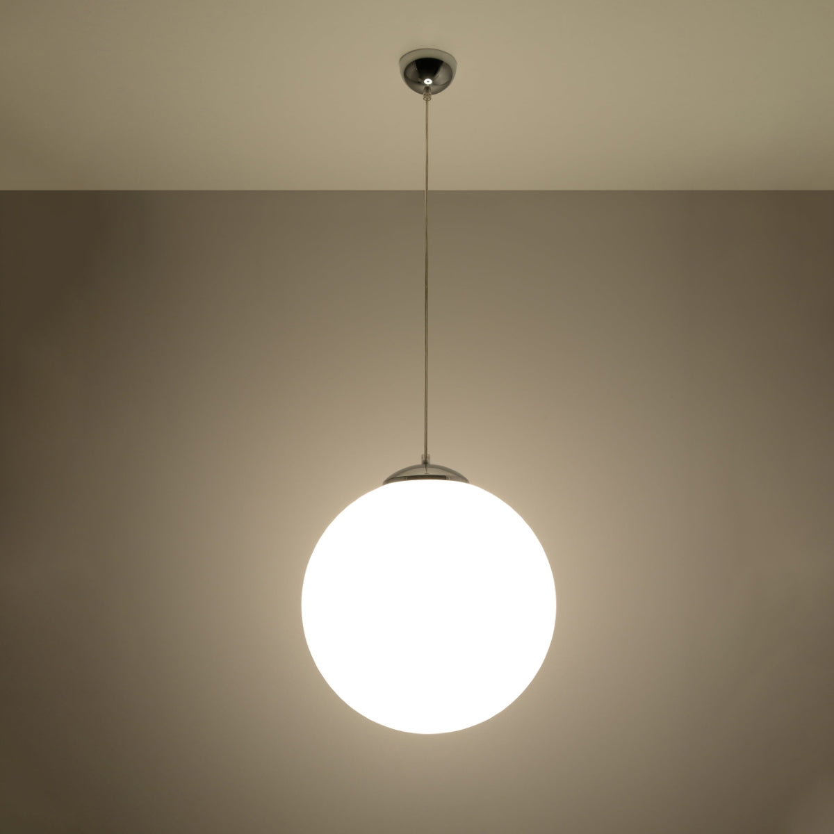 Sollux Lighting Ugo Pendant Lamp with Glass Shade and E27 Fitting – Minimalist Ceiling Light, White & Chrome