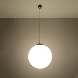 Sollux Lighting Ugo Pendant Lamp with Glass Shade and E27 Fitting – Minimalist Ceiling Light, White & Chrome