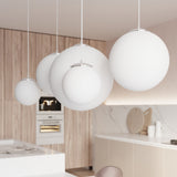 Sollux Lighting Ugo Pendant Lamp with Glass Shade and E27 Fitting – Minimalist Ceiling Light, White & Chrome