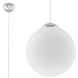 Sollux Lighting Ugo Pendant Lamp with Glass Shade and E27 Fitting – Minimalist Ceiling Light, White & Chrome
