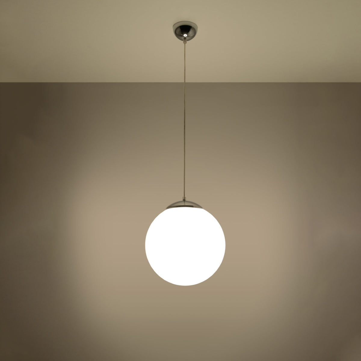 Sollux Lighting Ugo Pendant Lamp with Glass Shade and E27 Fitting – Minimalist Ceiling Light, White & Chrome