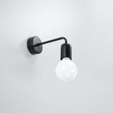 Sollux Lighting Duomo Steel Wall Lamp with E27 Fitting – Loft Design Wall Light, Black