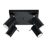Sollux Lighting Ring Steel Ceiling Lamp with 4 x GU10 Fittings – Modern Design Ceiling Light, Black