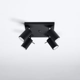 Sollux Lighting Ring Steel Ceiling Lamp with 4 x GU10 Fittings – Modern Design Ceiling Light, Black