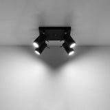 Sollux Lighting Ring Steel Ceiling Lamp with 4 x GU10 Fittings – Modern Design Ceiling Light, Black