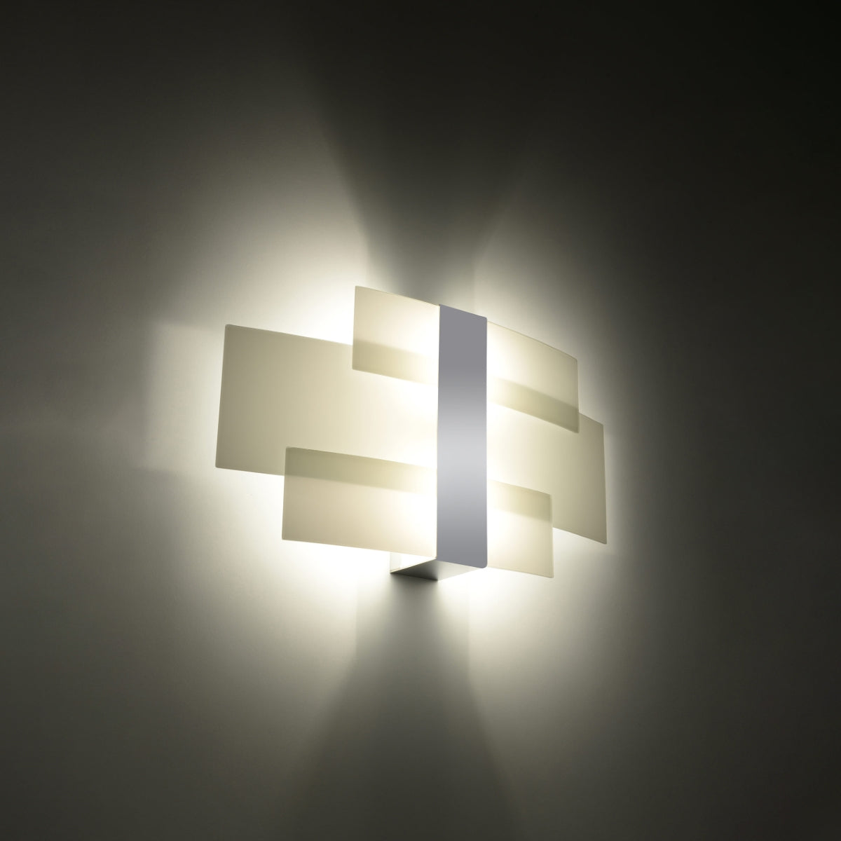 Sollux Lighting Celia Wall Lamp with Glass and 2 x G9 Fittings – Modern Wall Light, Chrome & White