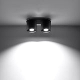 Sollux Lighting Orbis Aluminium Ceiling Lamp with 2 x GU10 Fittings – Modern Design Ceiling Light, Black