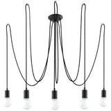 Sollux Lighting Edison Loft Chandelier in Black Fabric and Steel – 5 x E27 Ceiling Light