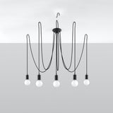 Sollux Lighting Edison Loft Chandelier in Black Fabric and Steel – 5 x E27 Ceiling Light