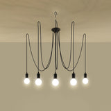Sollux Lighting Edison Loft Chandelier in Black Fabric and Steel – 5 x E27 Ceiling Light