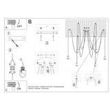 Sollux Lighting Edison Loft Chandelier in Black Fabric and Steel – 5 x E27 Ceiling Light