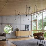 Sollux Lighting Edison Loft Chandelier in Black Fabric and Steel – 5 x E27 Ceiling Light