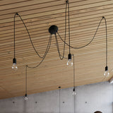 Sollux Lighting Edison Loft Chandelier in Black Fabric and Steel – 5 x E27 Ceiling Light