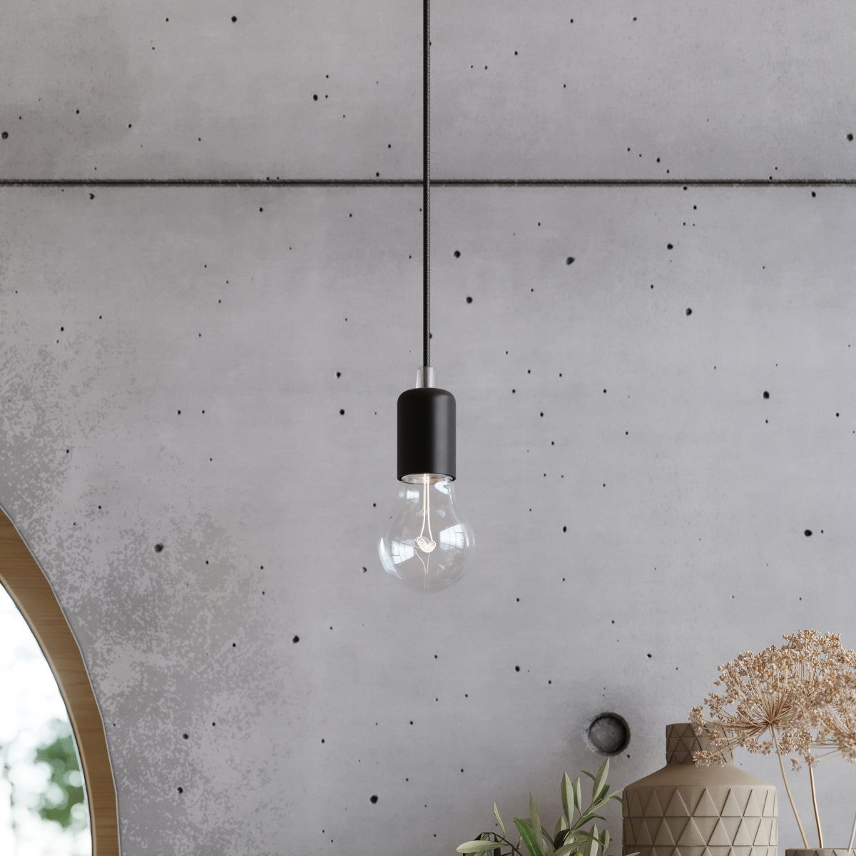 Sollux Lighting Edison Loft Chandelier in Black Fabric and Steel – 5 x E27 Ceiling Light