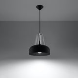 Sollux Lighting Casco Pendant Lamp in Steel and Wood with E27 Fitting – Modern Ceiling Light, Black & White