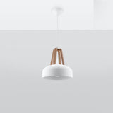 Sollux Lighting Casco Steel and Wood Pendant Lamp with E27 Fitting – Ceiling Light, White & Natural Wood