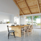 Sollux Lighting Casco Steel and Wood Pendant Lamp with E27 Fitting – Ceiling Light, White & Natural Wood