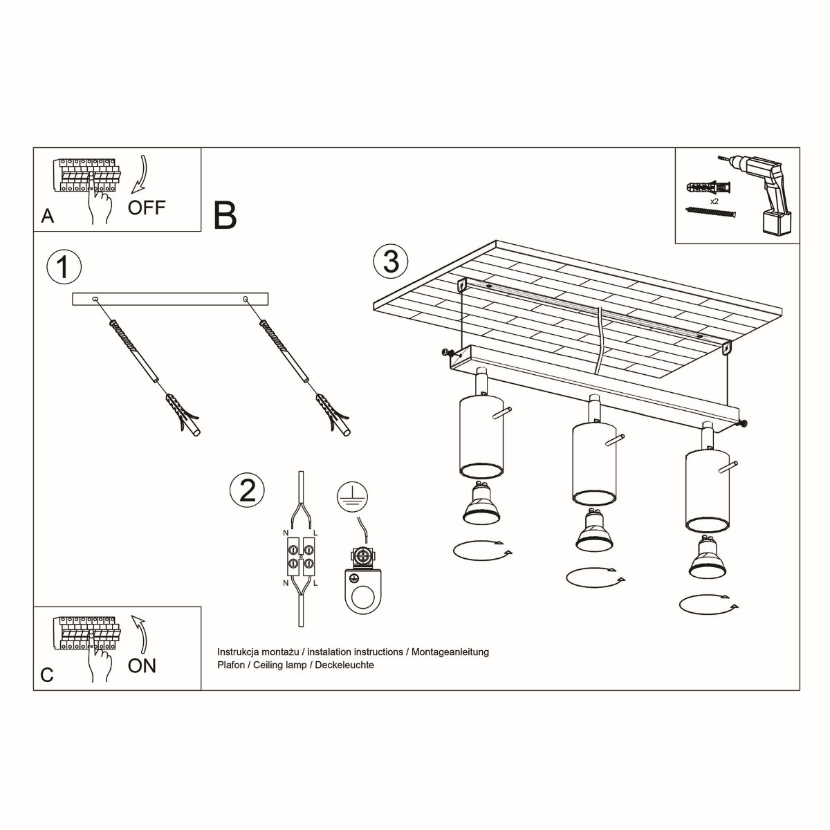Sollux Ring Ceiling Light with GU10 Bulb Fitting – Modern Steel Lamp, Grey