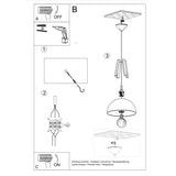 Sollux Casco Pendant Light with E27 Bulb Fitting – Modern Steel and Wood Lamp, White and Black