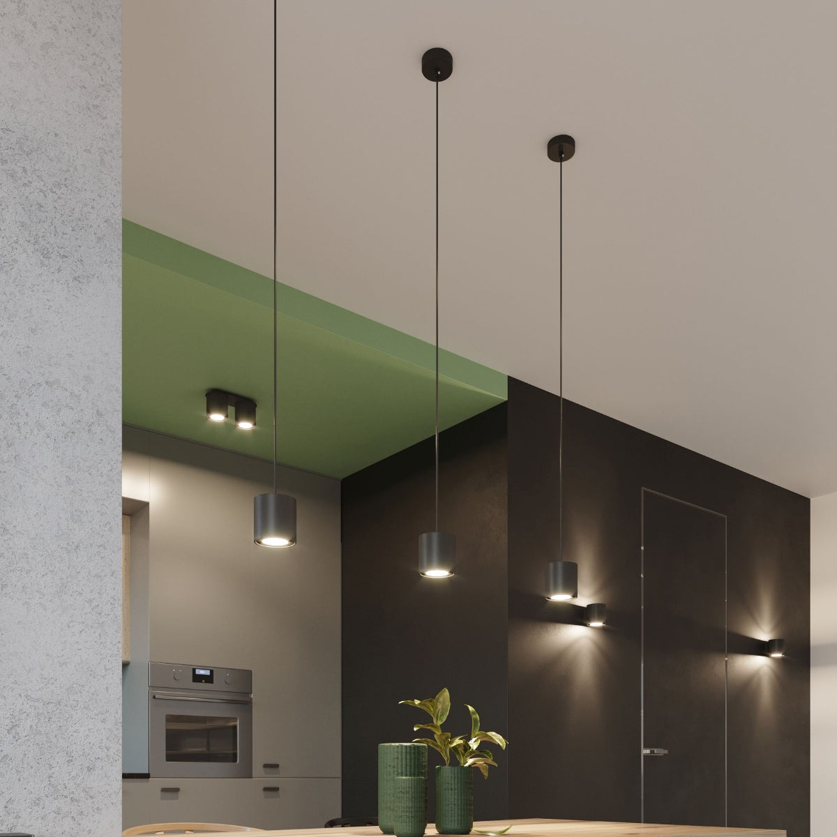 Sollux Orbis Pendant Light with GU10 Bulb Fitting – Modern Aluminium Lamp, Black