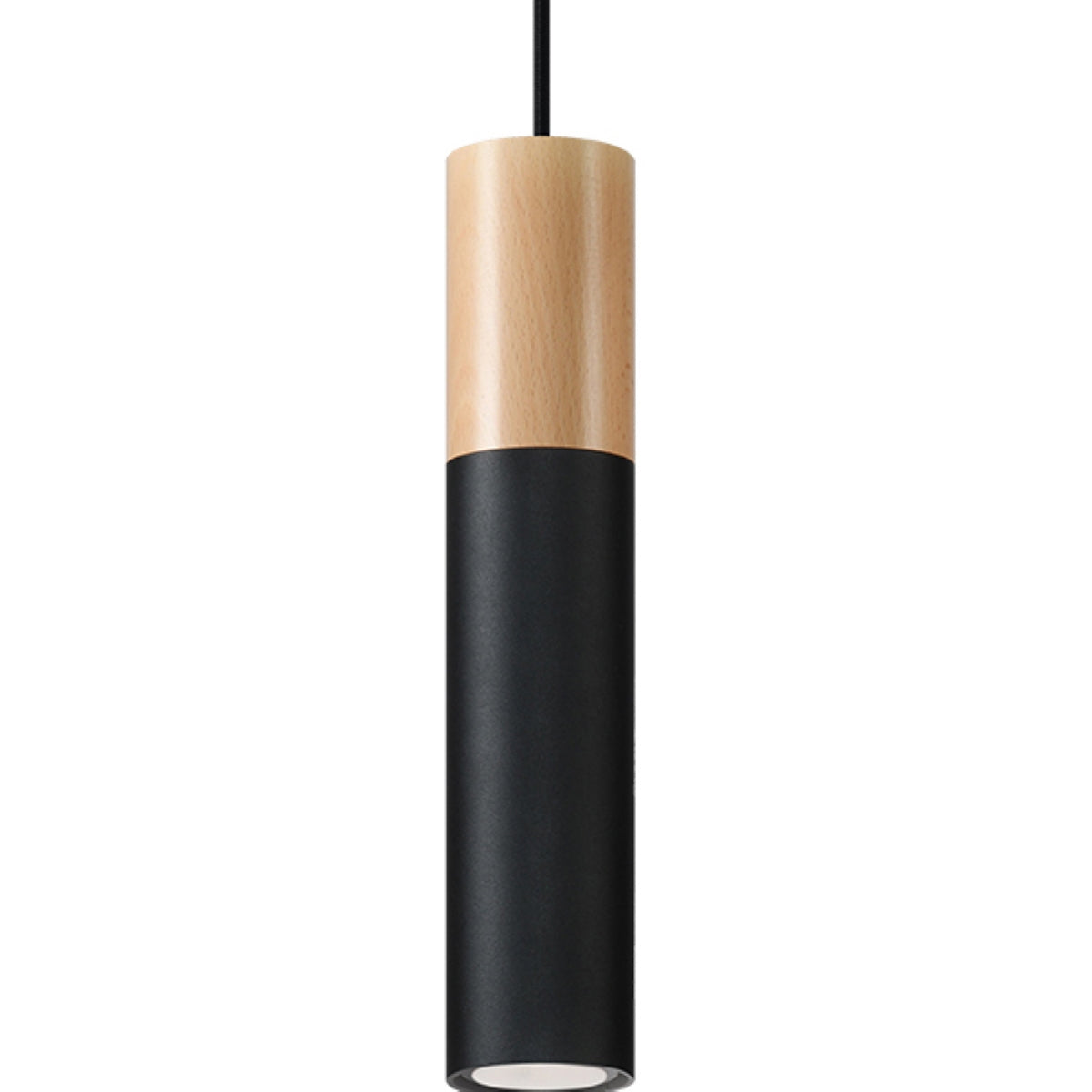 Sollux Pablo Pendant Light with GU10 Bulb Fitting – Modern Steel and Wood Lamp, Black and Natural Wood