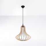 Sollux Elza Pendant Light with E27 Bulb Fitting – Scandinavian Wood Lamp, Natural Wood