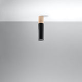 Sollux Pablo Modern Ceiling Light with GU10 Fitting – Steel and Wood Ceiling Lamp, Black