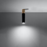 Sollux Pablo Modern Ceiling Light with GU10 Fitting – Steel and Wood Ceiling Lamp, Black