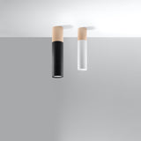 Sollux Pablo Modern Ceiling Light with GU10 Fitting – Steel and Wood Ceiling Lamp, Black
