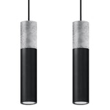 Sollux Borgio Modern Pendant Light with 2 GU10 Lights – Steel and Concrete Ceiling Lamp, Black and Grey