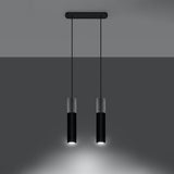 Sollux Borgio Modern Pendant Light with 2 GU10 Lights – Steel and Concrete Ceiling Lamp, Black and Grey