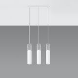 Sollux Borgio Modern Pendant Light with 3 GU10 Lights – Steel and Concrete Ceiling Lamp, White and Grey