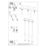 Sollux Borgio Modern Pendant Light with 3 GU10 Lights – Steel and Concrete Ceiling Lamp, White and Grey