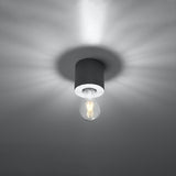Sollux Salgado Industrial Concrete Ceiling Light with E27 Fitting – Grey Ceiling Lamp
