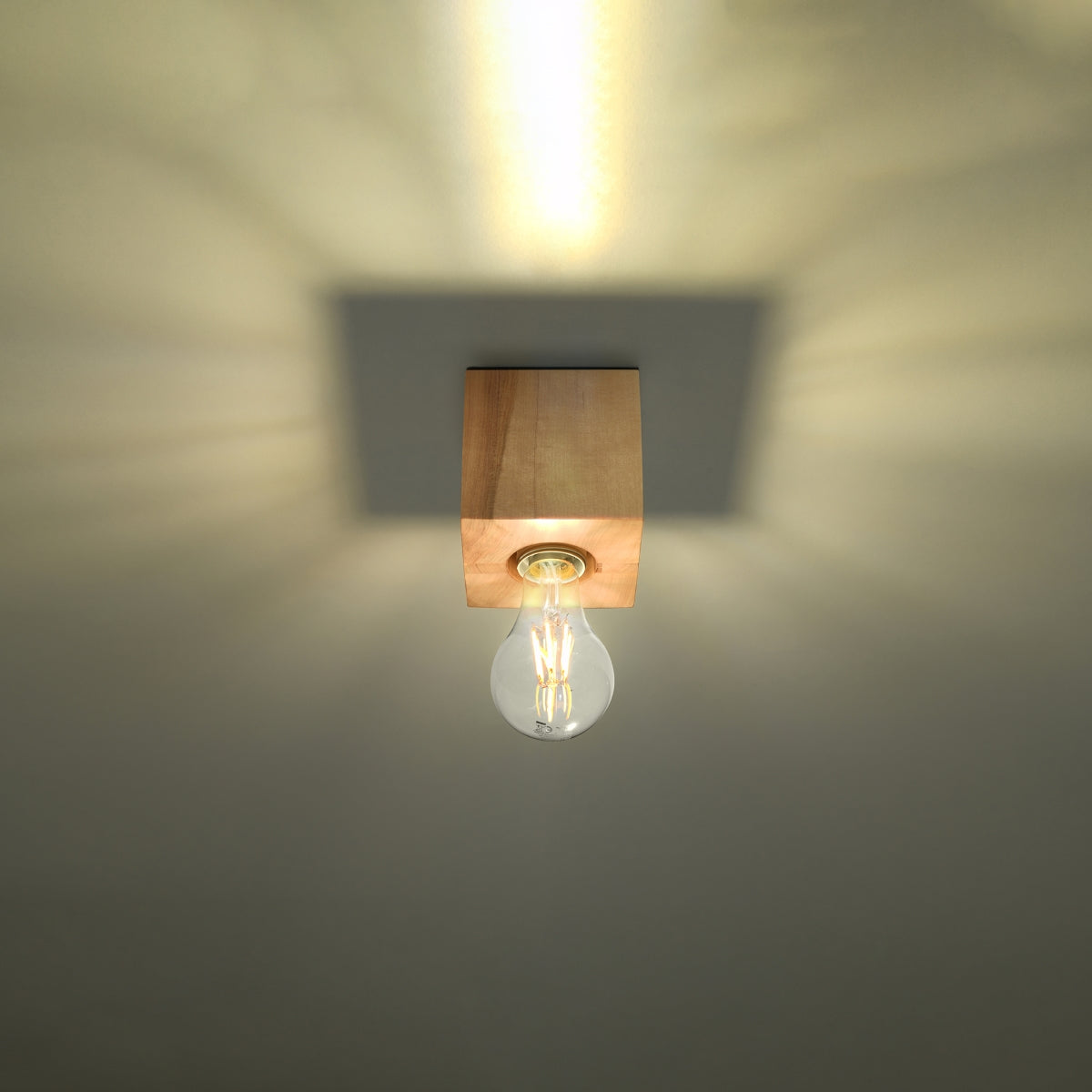Sollux Ariz Scandinavian Wood Ceiling Light with E27 Fitting – Natural Wood Ceiling Lamp