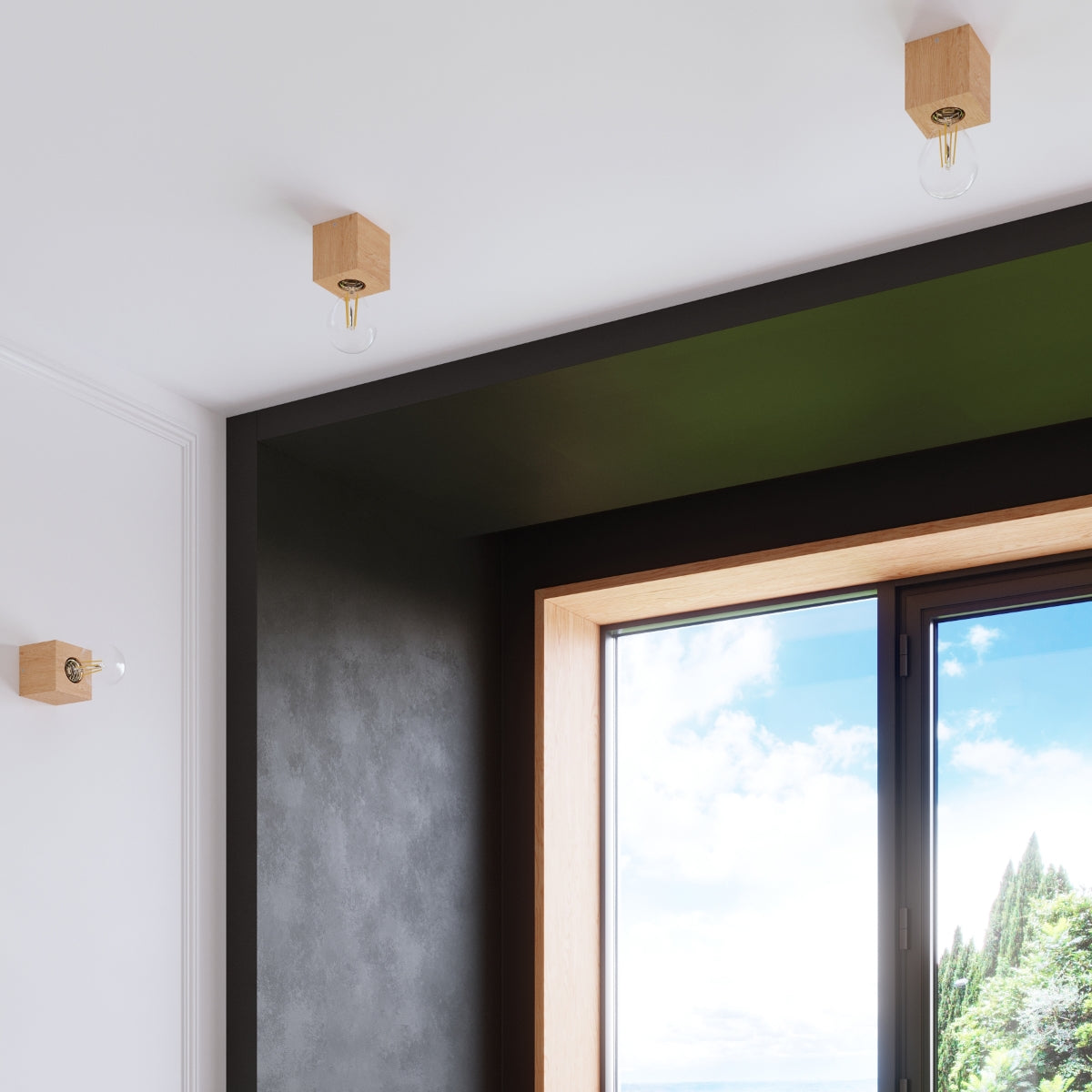 Sollux Ariz Scandinavian Wood Ceiling Light with E27 Fitting – Natural Wood Ceiling Lamp