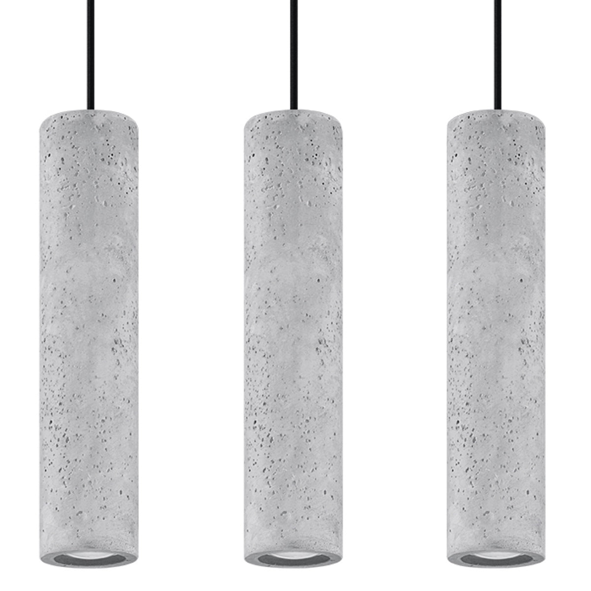 Sollux Lighting Luvo Concrete Pendant Lamp with 3 GU10 Lights – Industrial Design Ceiling Light, Grey