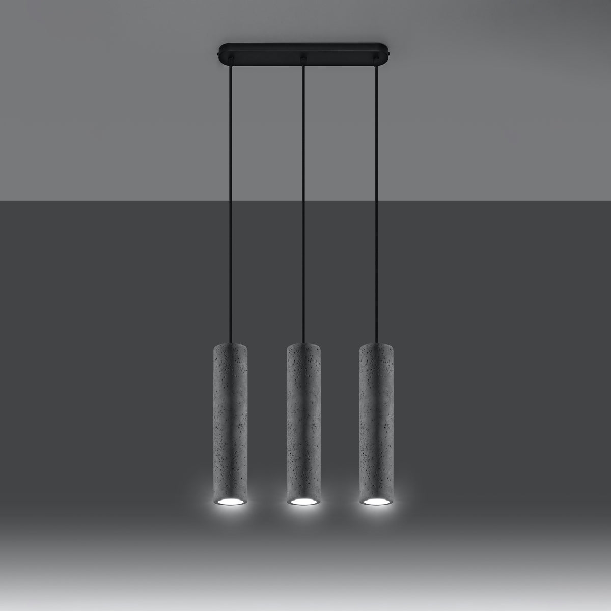 Sollux Lighting Luvo Concrete Pendant Lamp with 3 GU10 Lights – Industrial Design Ceiling Light, Grey
