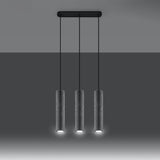 Sollux Lighting Luvo Concrete Pendant Lamp with 3 GU10 Lights – Industrial Design Ceiling Light, Grey